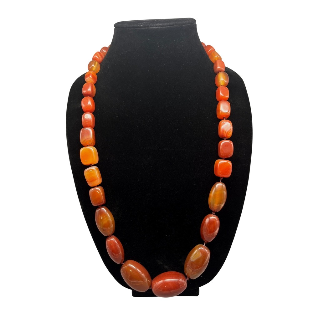 Vintage Carnelian Stone Statement necklace‎ Abel Co Sterling Clasp